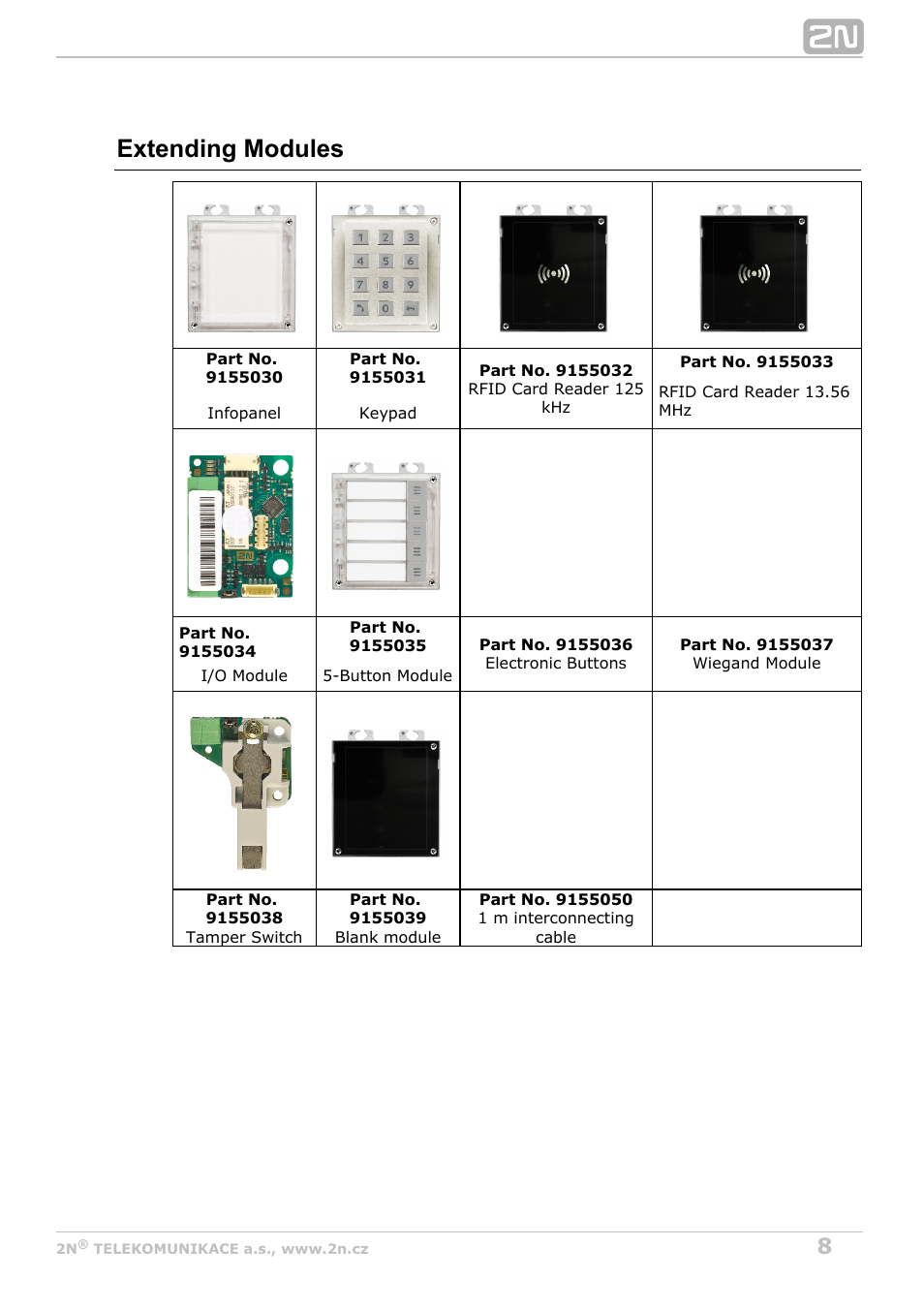 Extending modules | 2N Helios IP Verso User Manual | Page 8 / 113