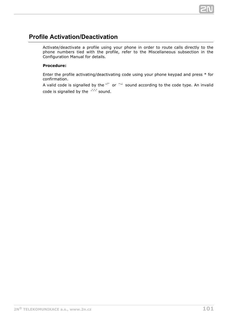 Profile activation/deactivation | 2N Helios IP Verso v1.1 User Manual | Page 101 / 112