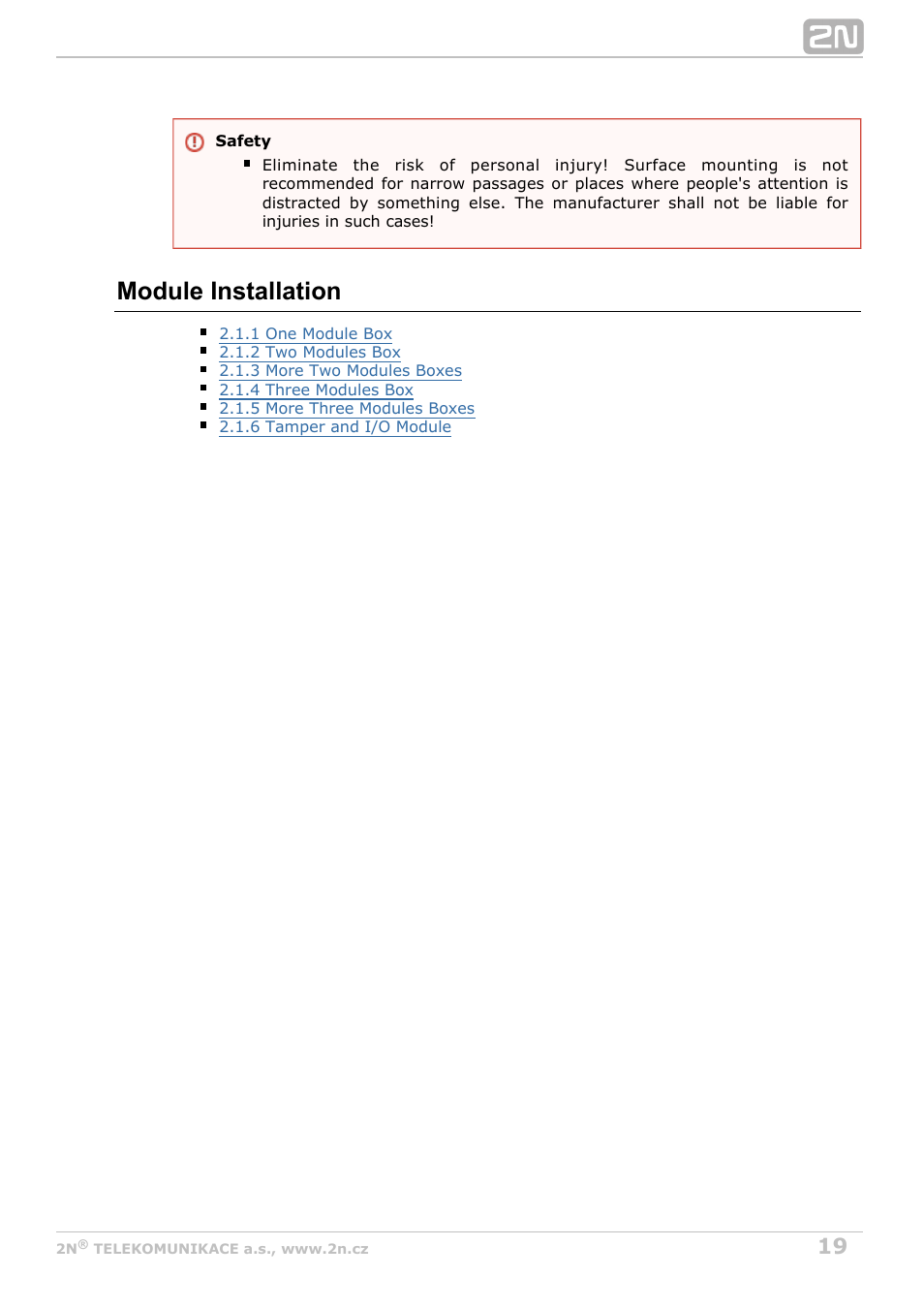 Module installation | 2N Helios IP Verso v1.1 User Manual | Page 19 / 112