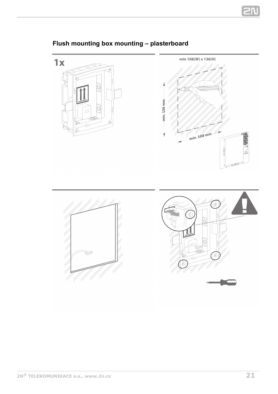 Flush mounting box mounting – plasterboard | 2N Helios IP Verso v1.1 User Manual | Page 21 / 112