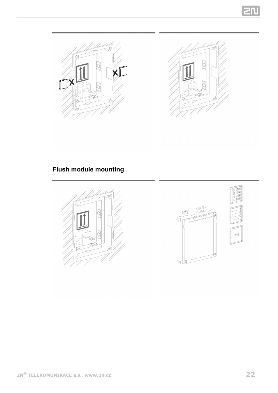 Flush module mounting | 2N Helios IP Verso v1.1 User Manual | Page 22 / 112