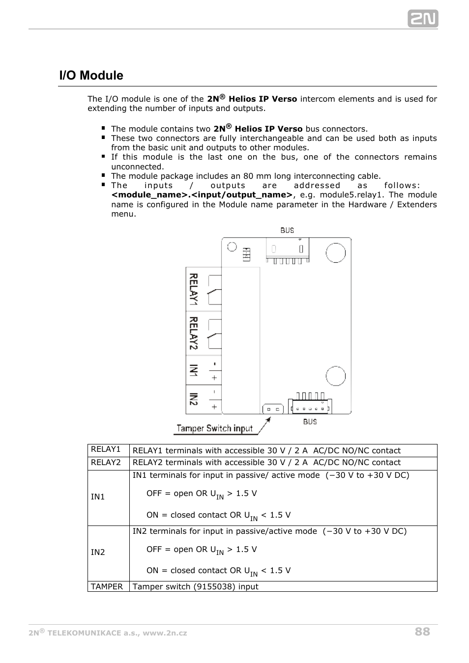 I/o module | 2N Helios IP Verso v1.1 User Manual | Page 88 / 112