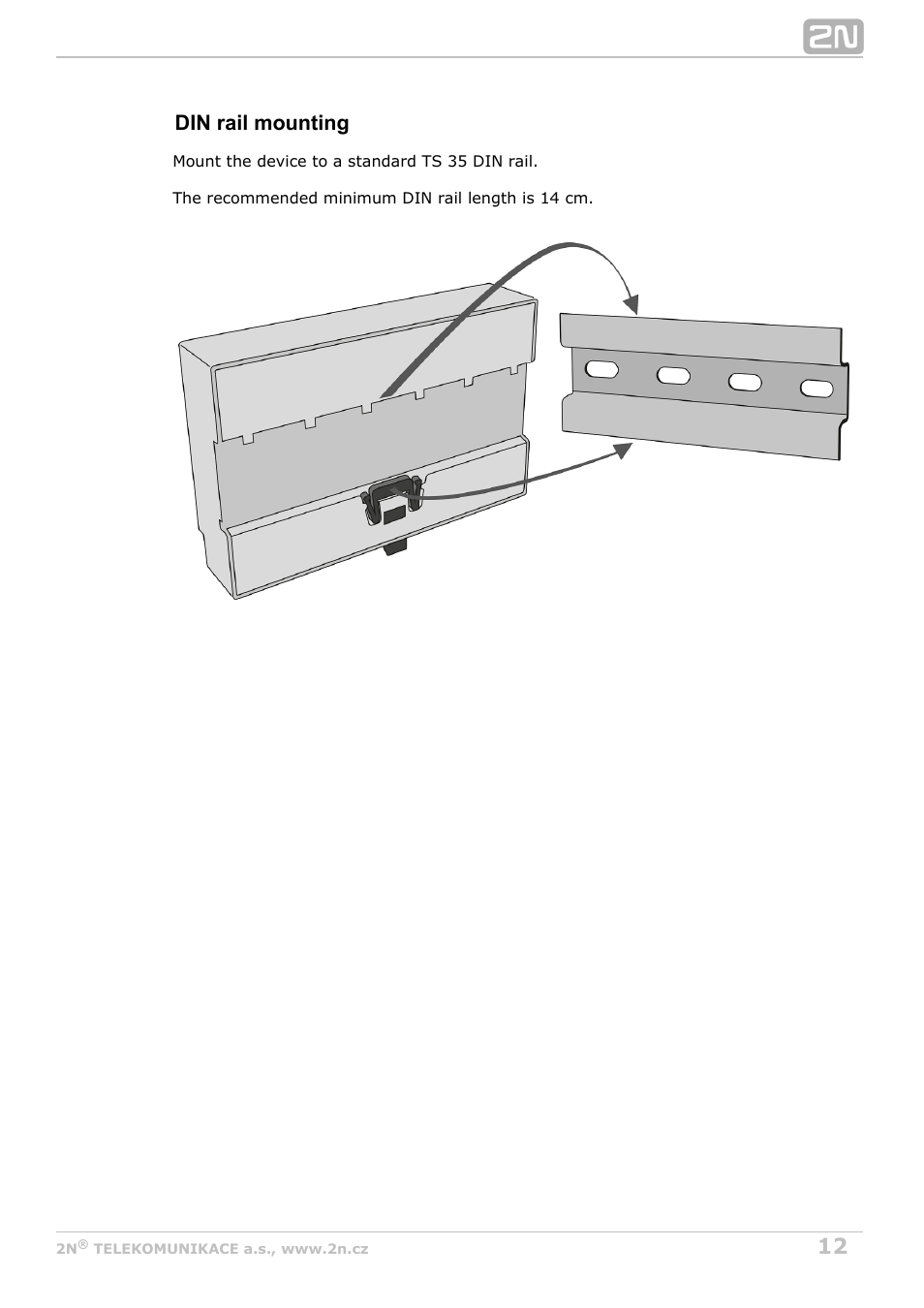 Din rail mounting | 2N Helios IP Video Kit User Manual | Page 12 / 31