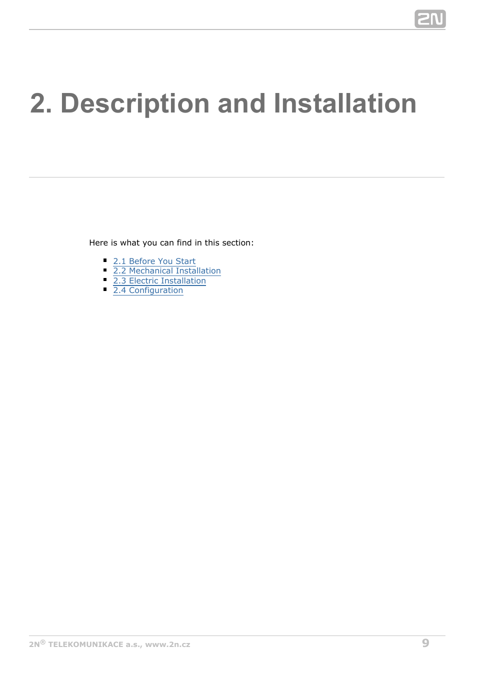 Description and installation | 2N Helios IP Video Kit User Manual | Page 9 / 31