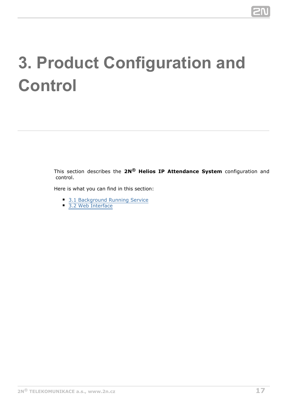 Product configuration and control | 2N Attendance System v1.2 User Manual | Page 17 / 40