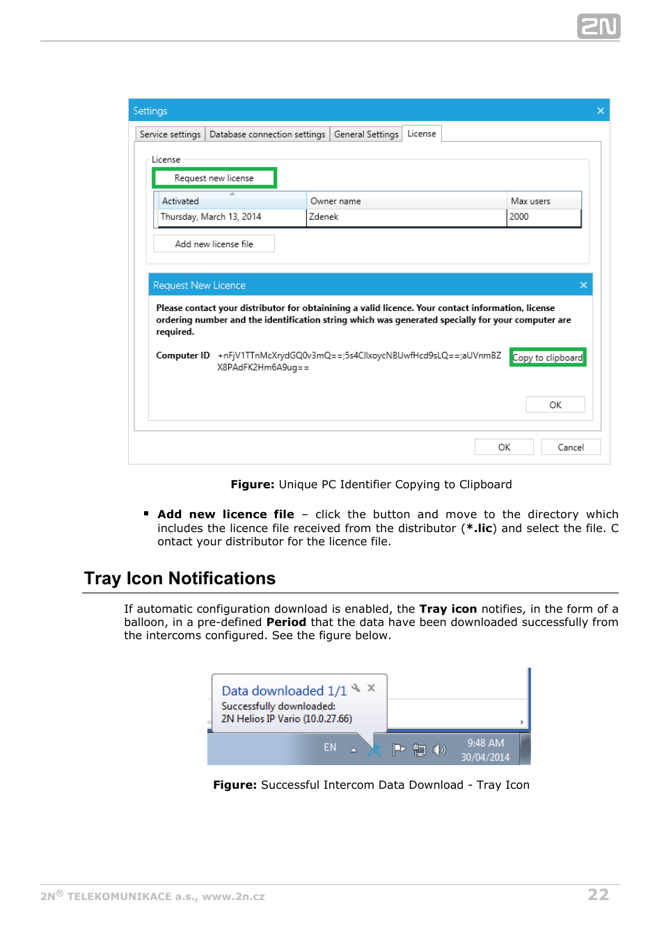 Tray icon notifications | 2N Attendance System v1.2 User Manual | Page 22 / 40