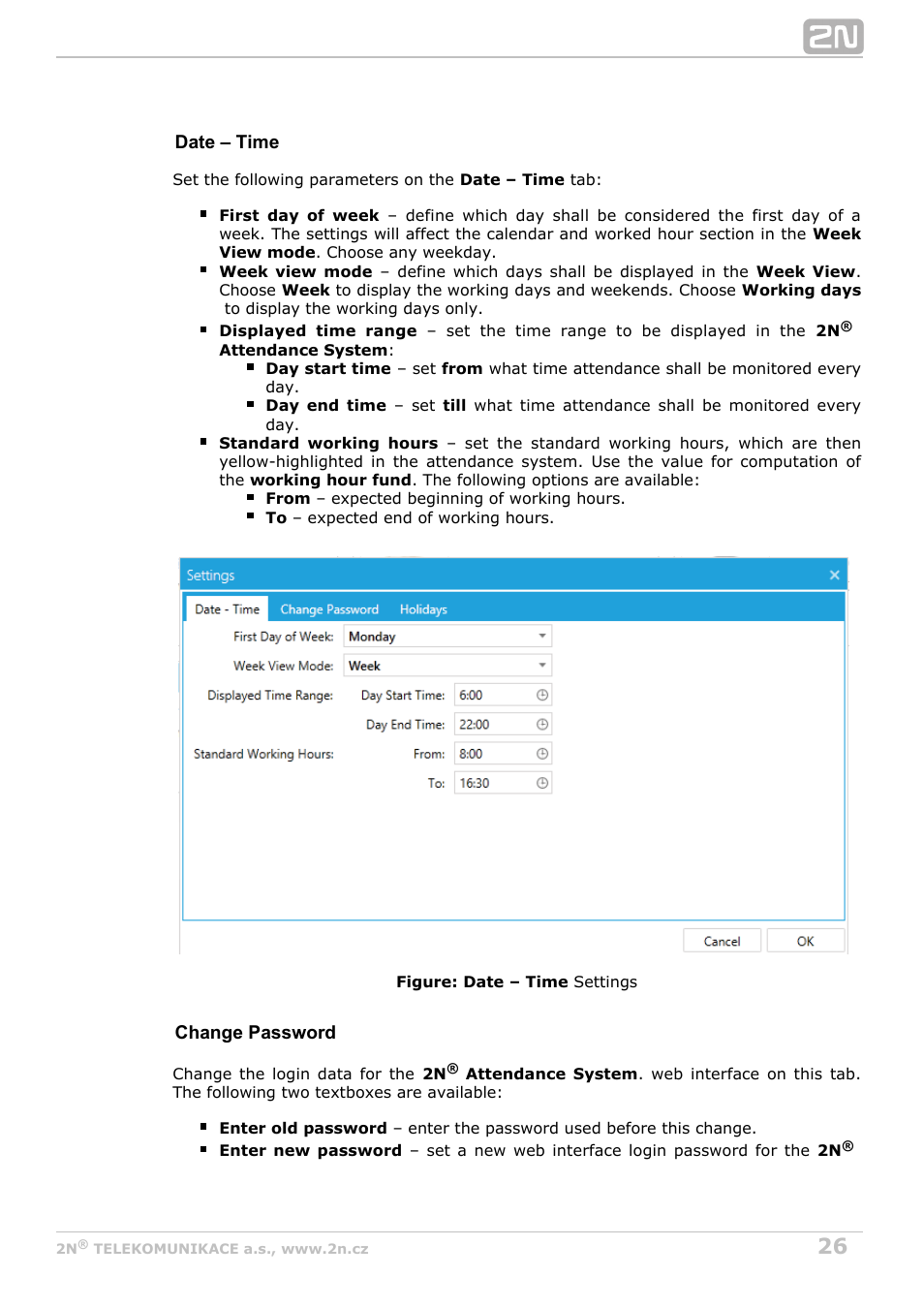 2N Attendance System v1.2 User Manual | Page 26 / 40