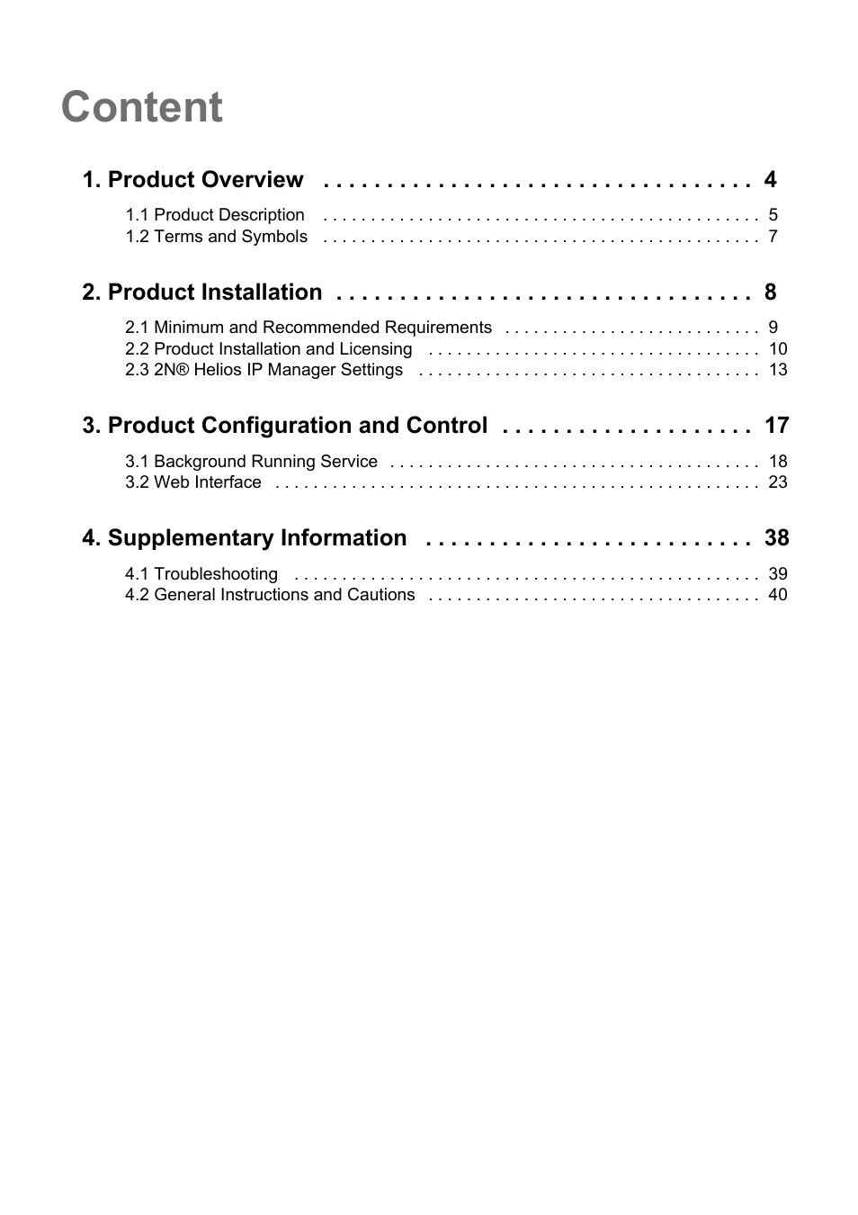 Content | 2N Attendance System v1.2 User Manual | Page 3 / 40