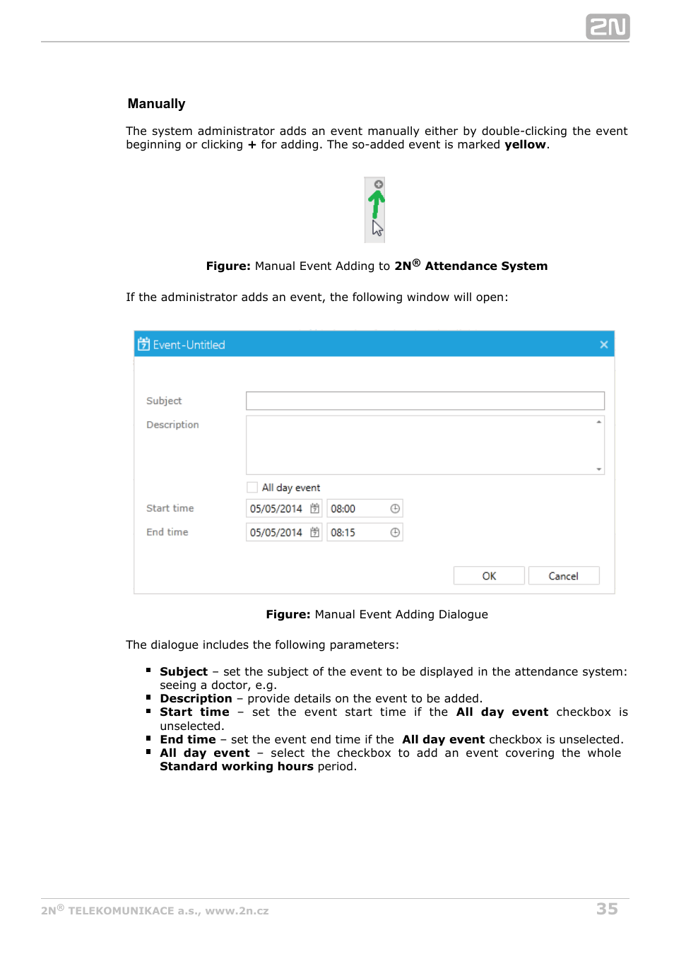 2N Attendance System v1.2 User Manual | Page 35 / 40