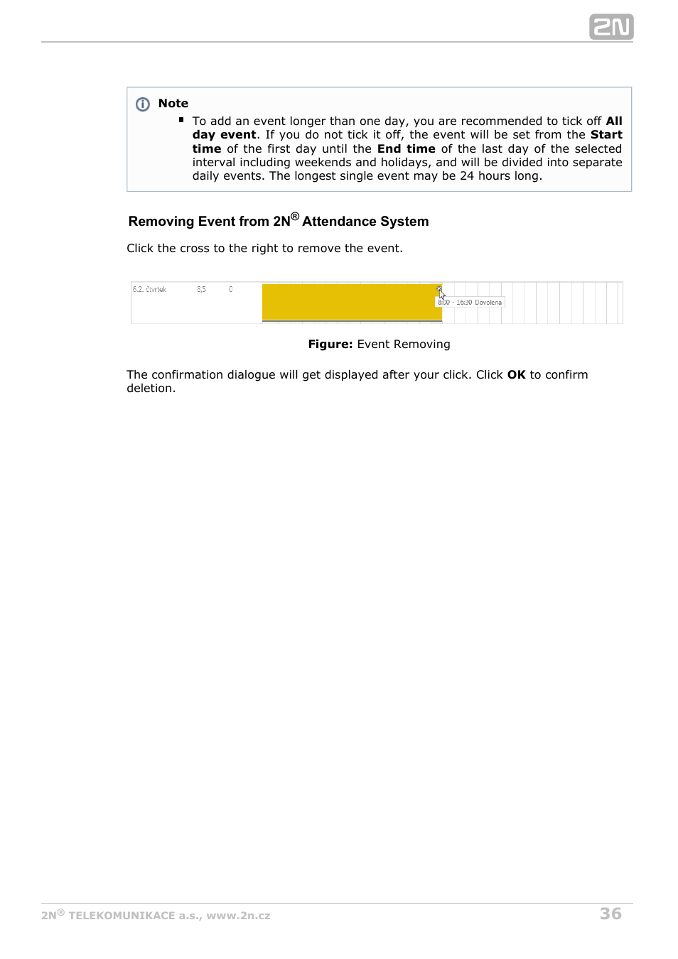 2N Attendance System v1.2 User Manual | Page 36 / 40