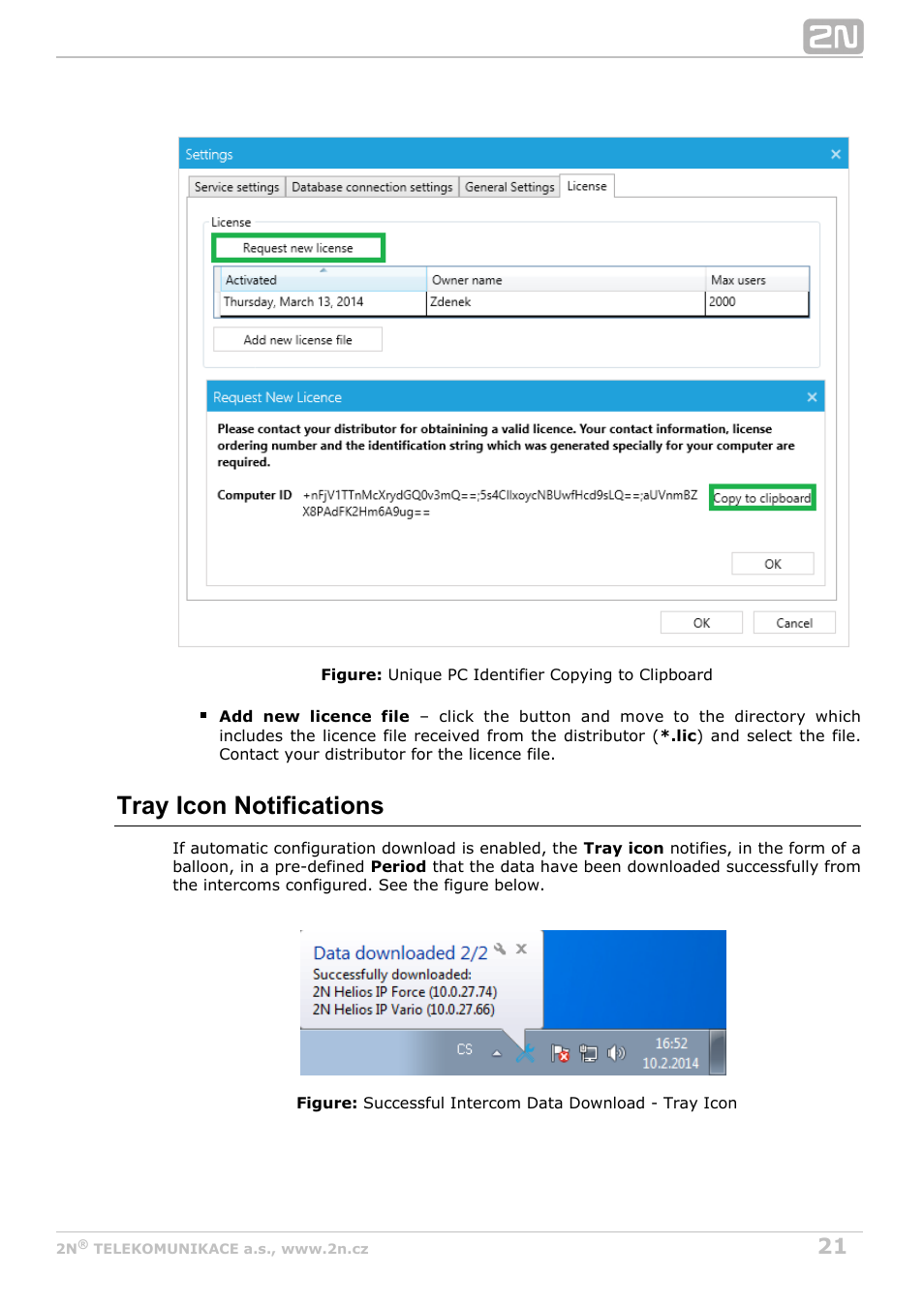 Tray icon notifications | 2N Attendance System v1.0 User Manual | Page 21 / 38
