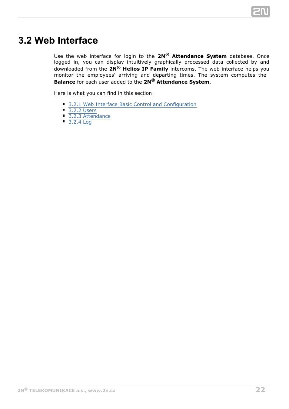 2 web interface | 2N Attendance System v1.0 User Manual | Page 22 / 38