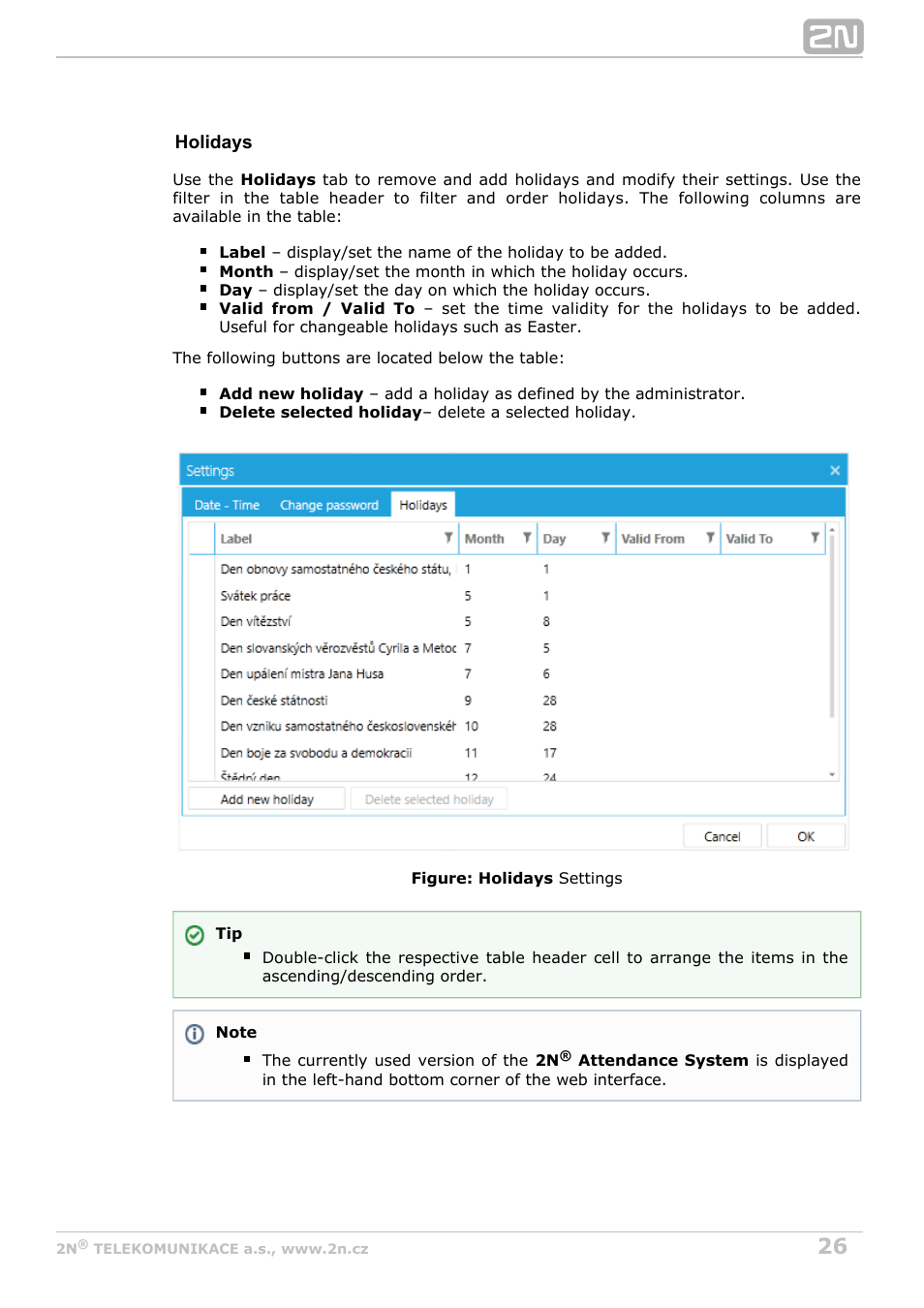 2N Attendance System v1.0 User Manual | Page 26 / 38