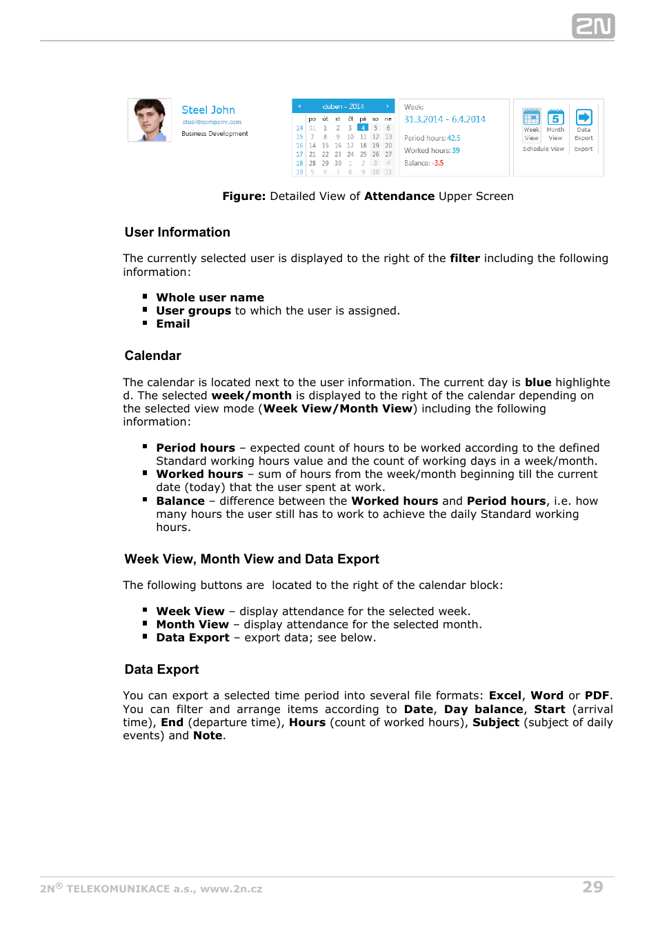 2N Attendance System v1.0 User Manual | Page 29 / 38