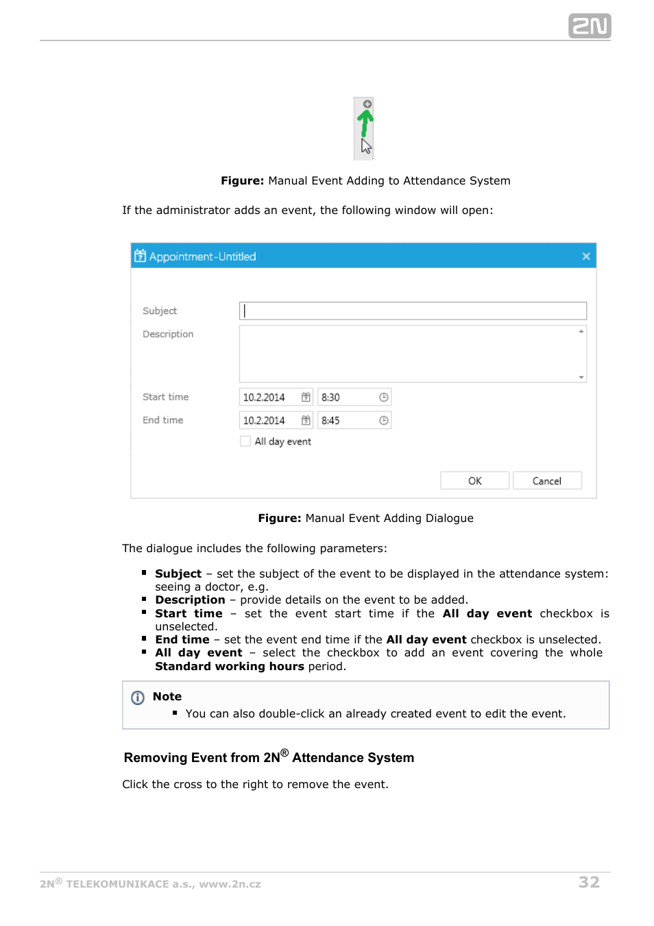 2N Attendance System v1.0 User Manual | Page 32 / 38