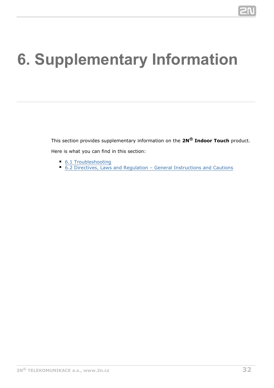 Supplementary information | 2N Indoor Touch User guide v1.2 User Manual | Page 32 / 36