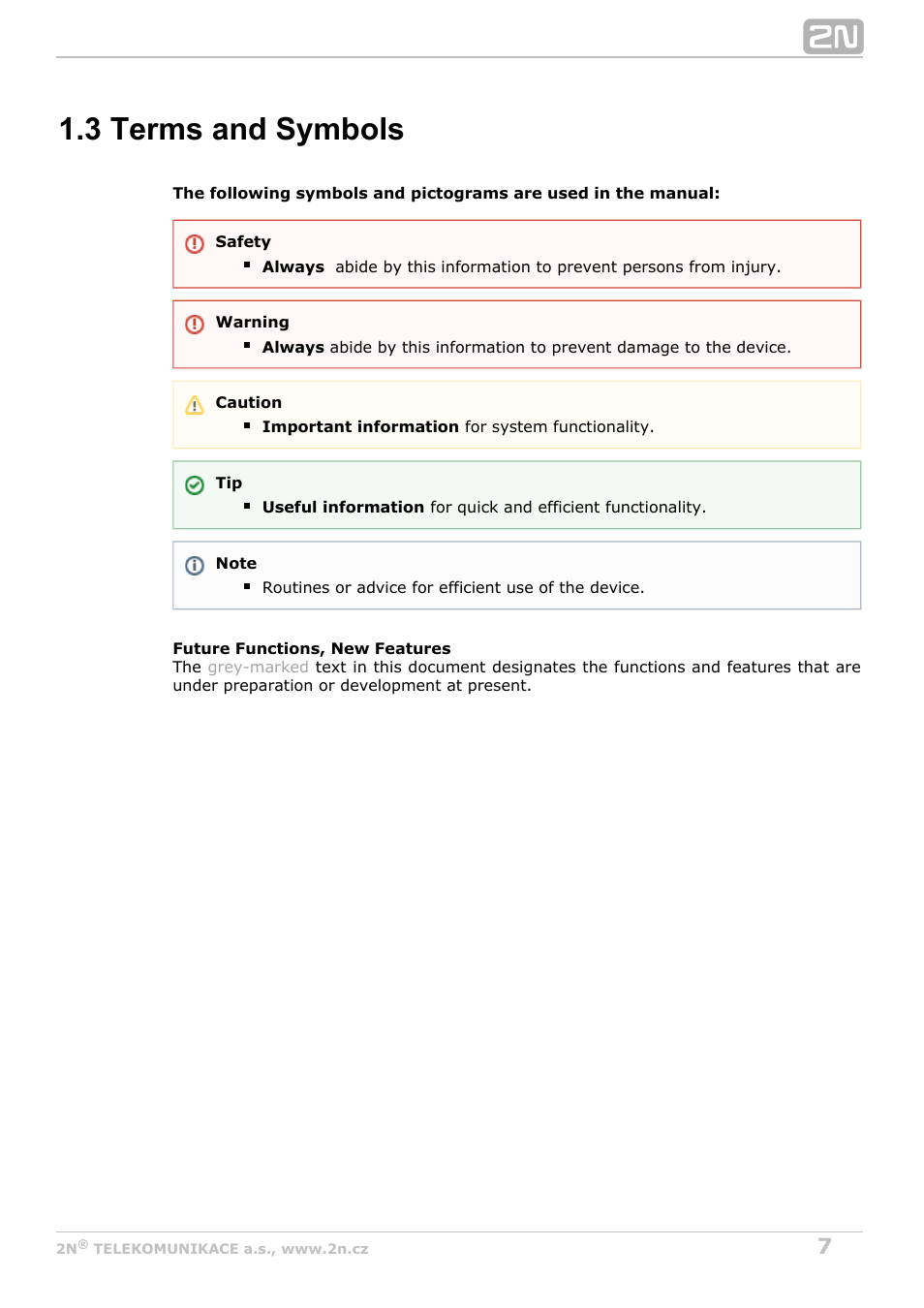 3 terms and symbols | 2N Indoor Touch User guide v1.2 User Manual | Page 7 / 36