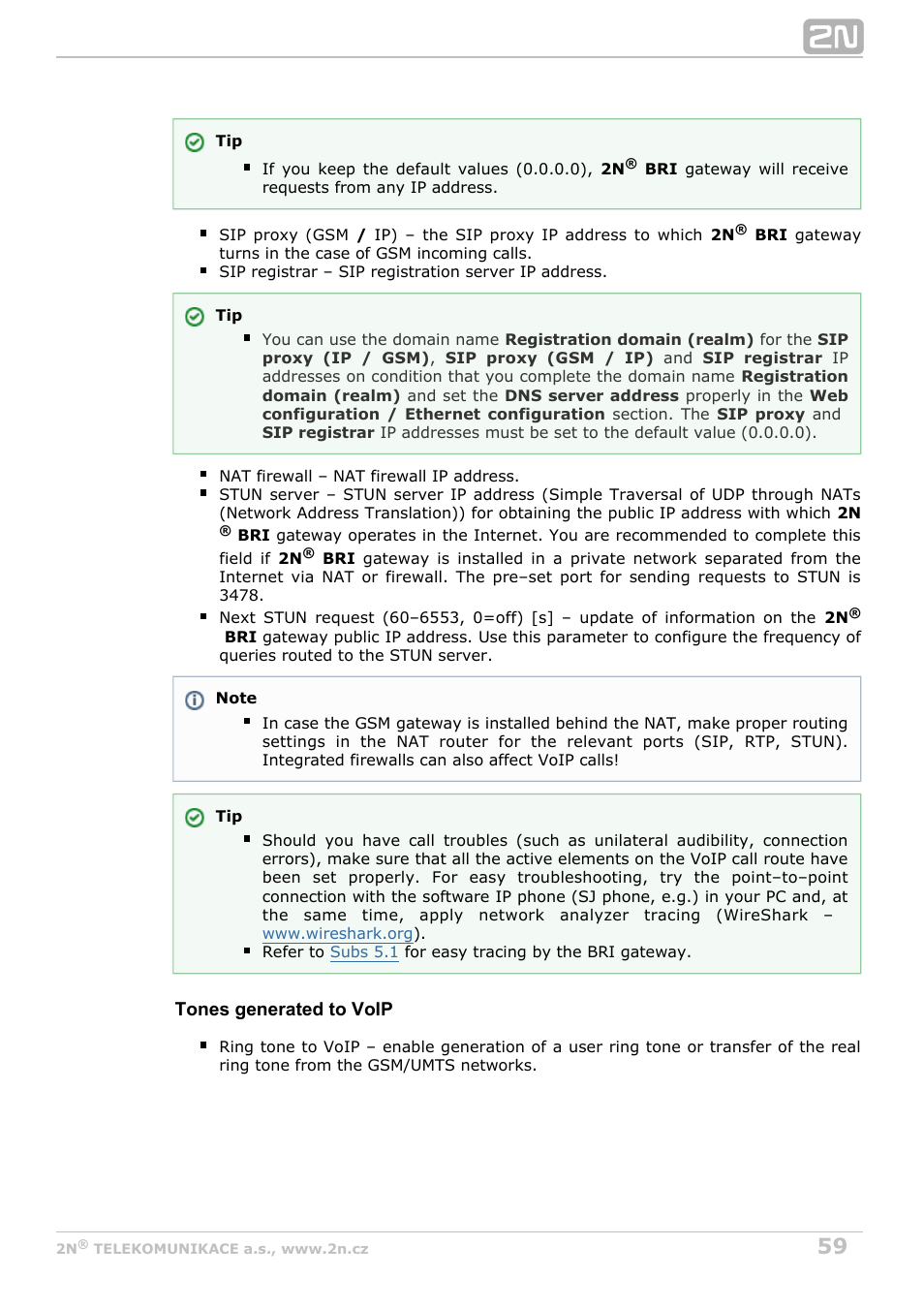 2N BRI Lite/Enterprise v1.8 User Manual | Page 59 / 129