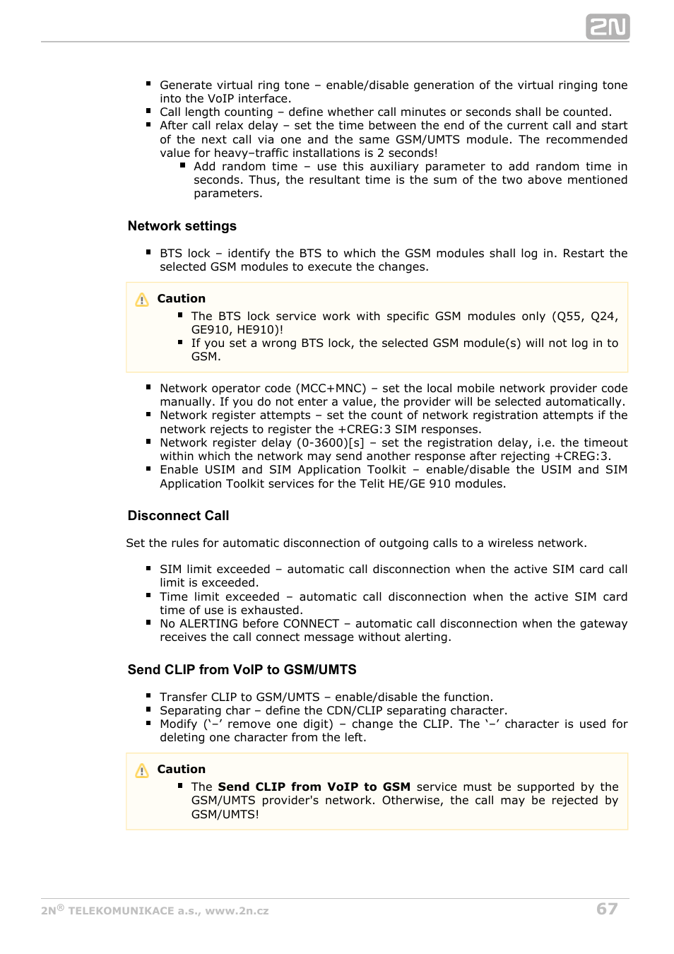 2N BRI Lite/Enterprise v1.8 User Manual | Page 67 / 129