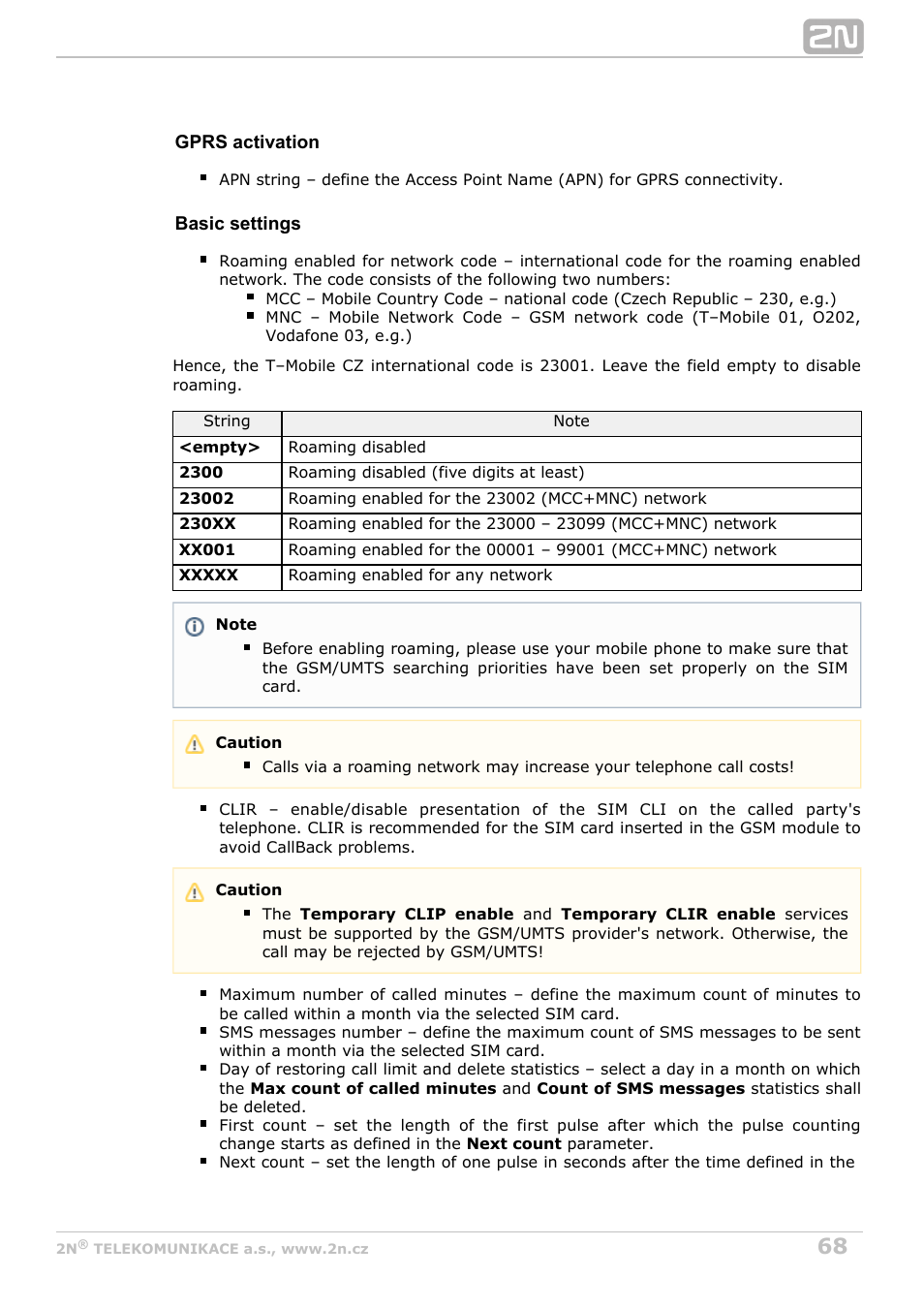 2N BRI Lite/Enterprise v1.8 User Manual | Page 68 / 129