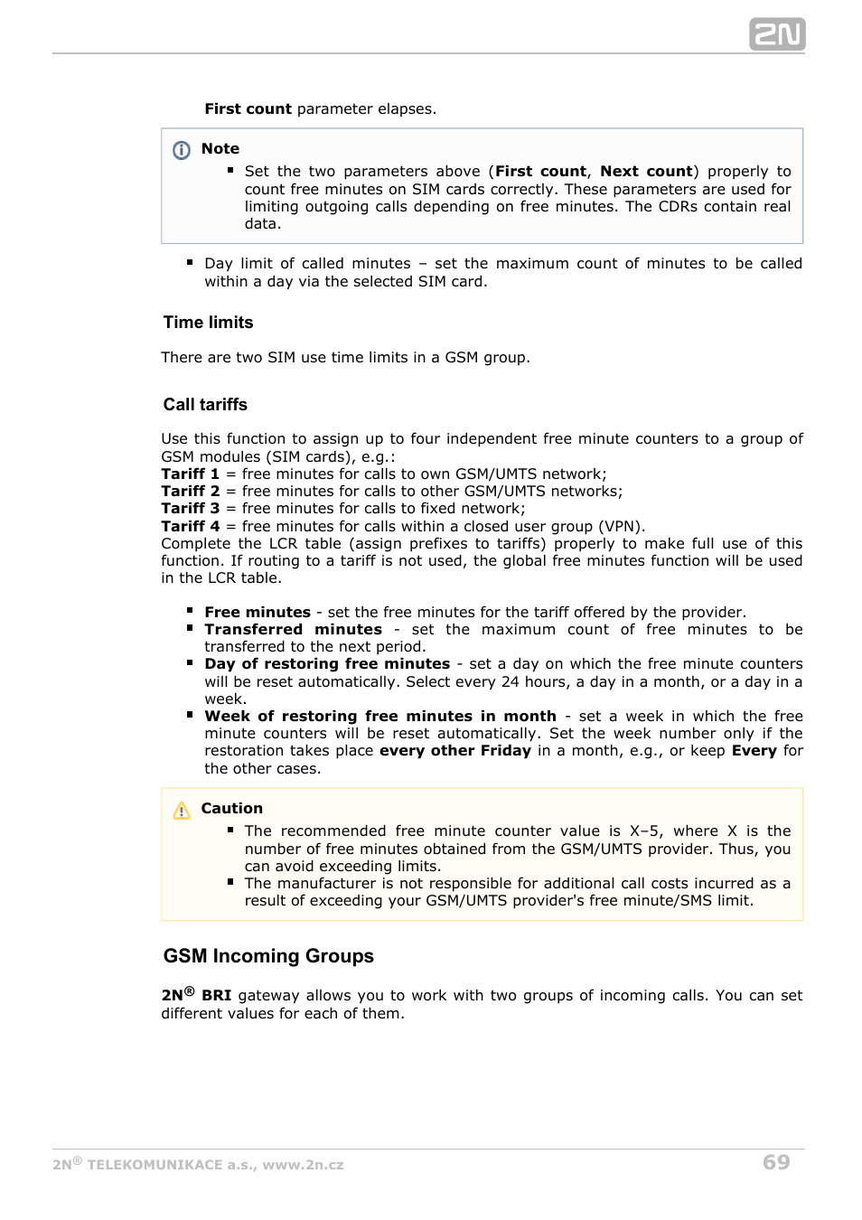 Gsm incoming groups | 2N BRI Lite/Enterprise v1.8 User Manual | Page 69 / 129