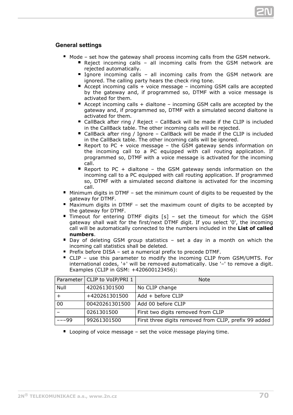 2N BRI Lite/Enterprise v1.8 User Manual | Page 70 / 129