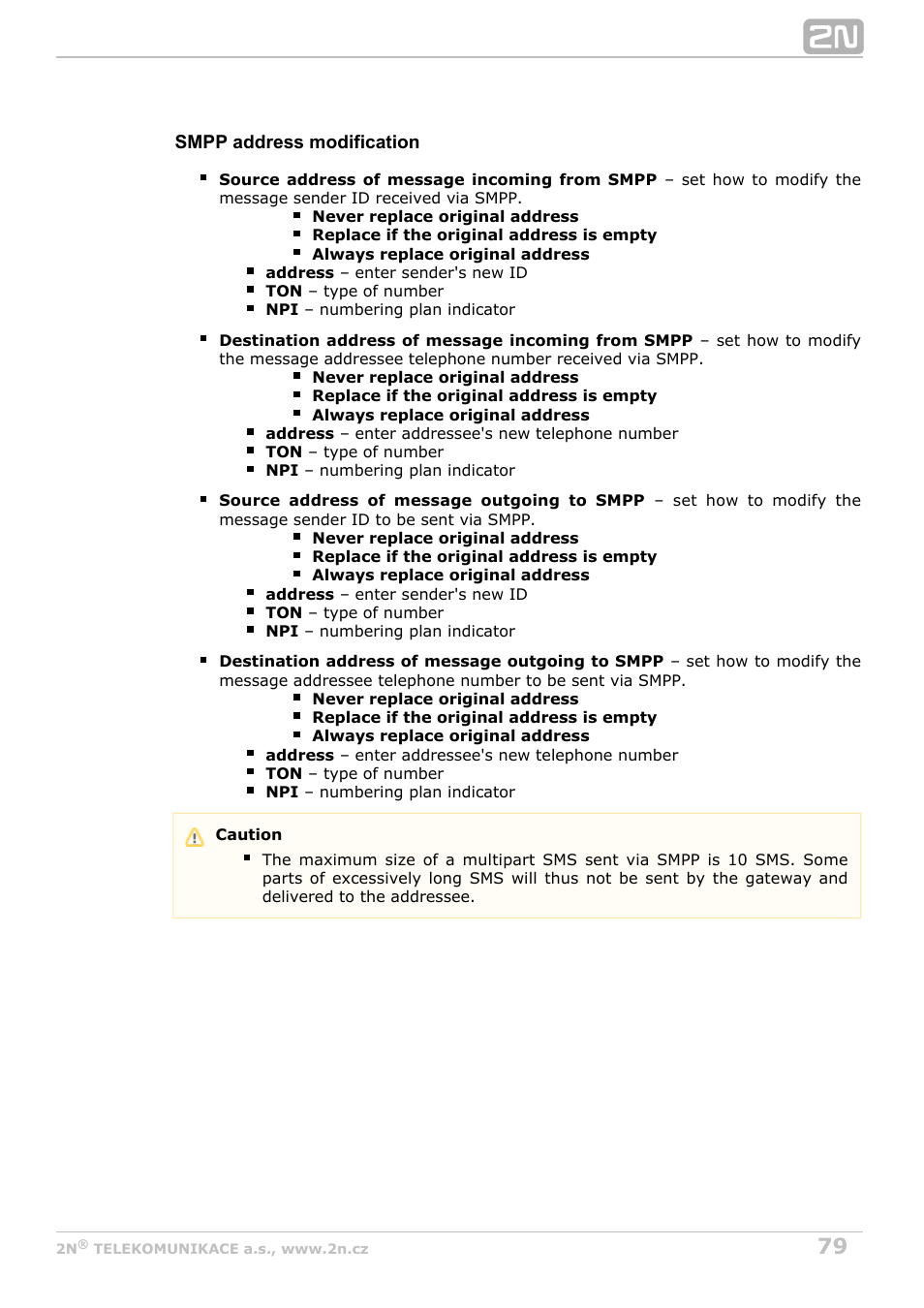 2N BRI Lite/Enterprise v1.8 User Manual | Page 79 / 129