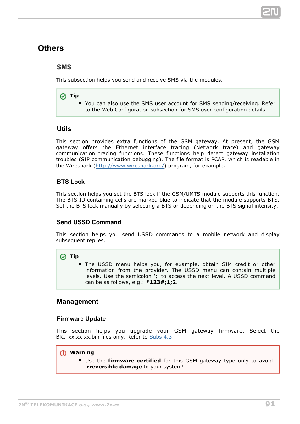 Others, Utils, Management | 2N BRI Lite/Enterprise v1.8 User Manual | Page 91 / 129