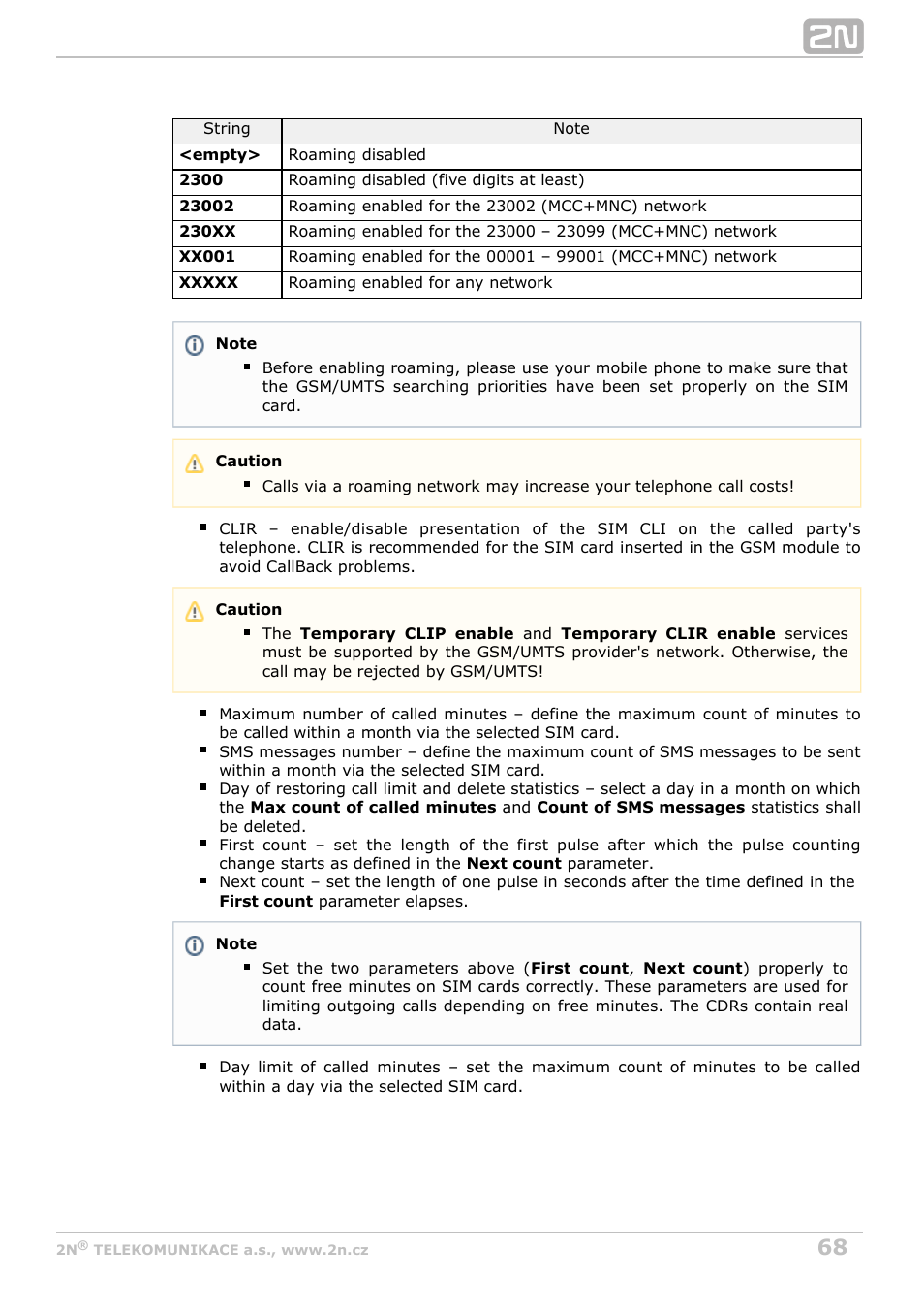 2N BRI Lite/Enterprise v1.7 User Manual | Page 68 / 130