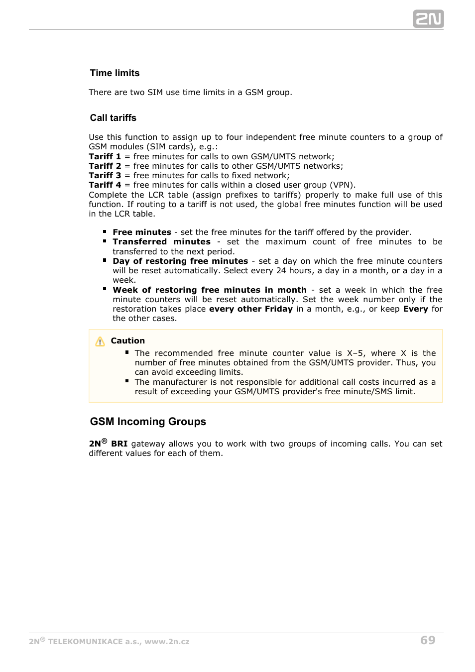 Gsm incoming groups | 2N BRI Lite/Enterprise v1.7 User Manual | Page 69 / 130