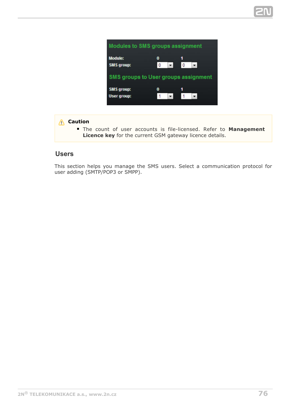 Users | 2N BRI Lite/Enterprise v1.7 User Manual | Page 76 / 130