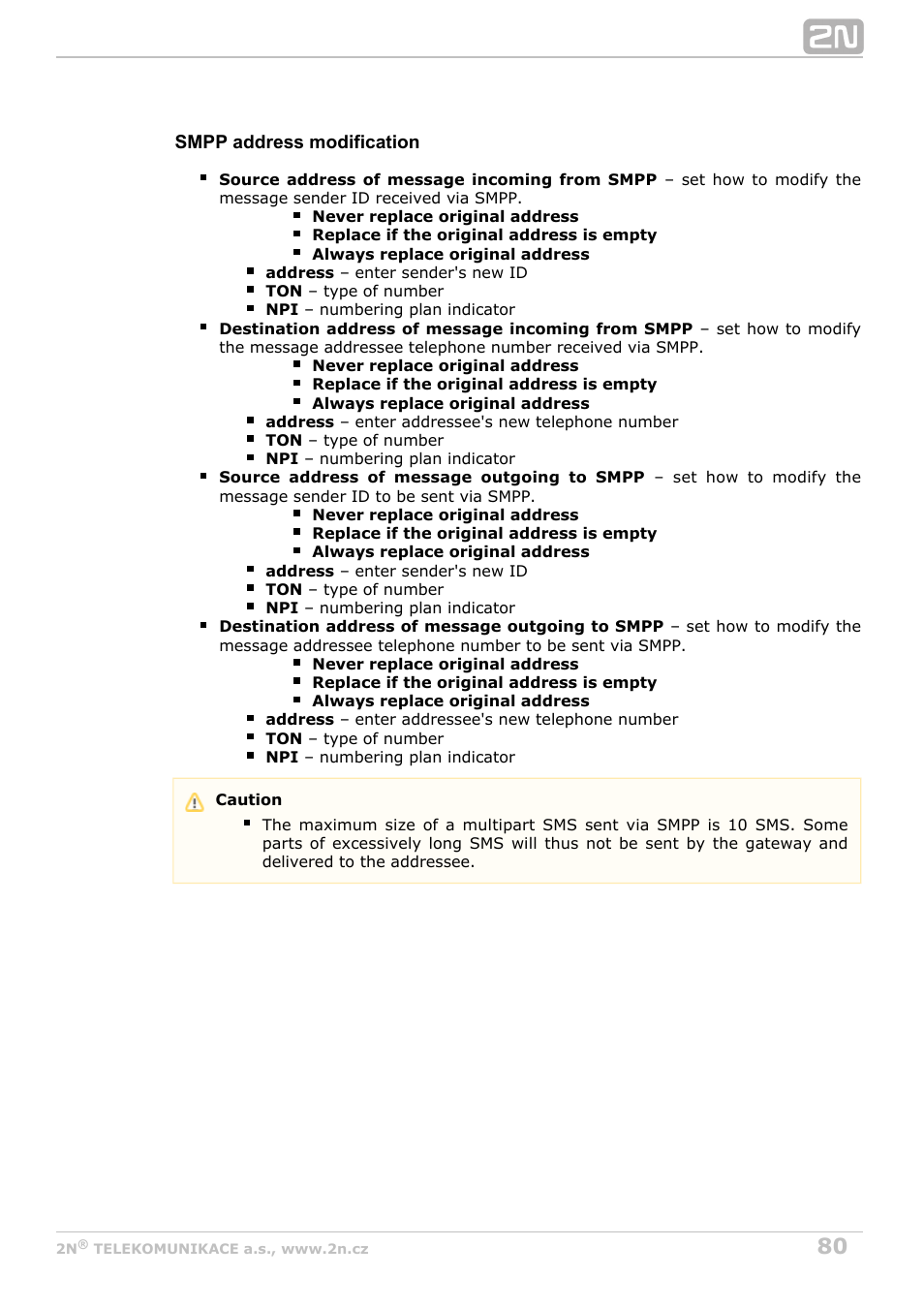 2N BRI Lite/Enterprise v1.7 User Manual | Page 80 / 130