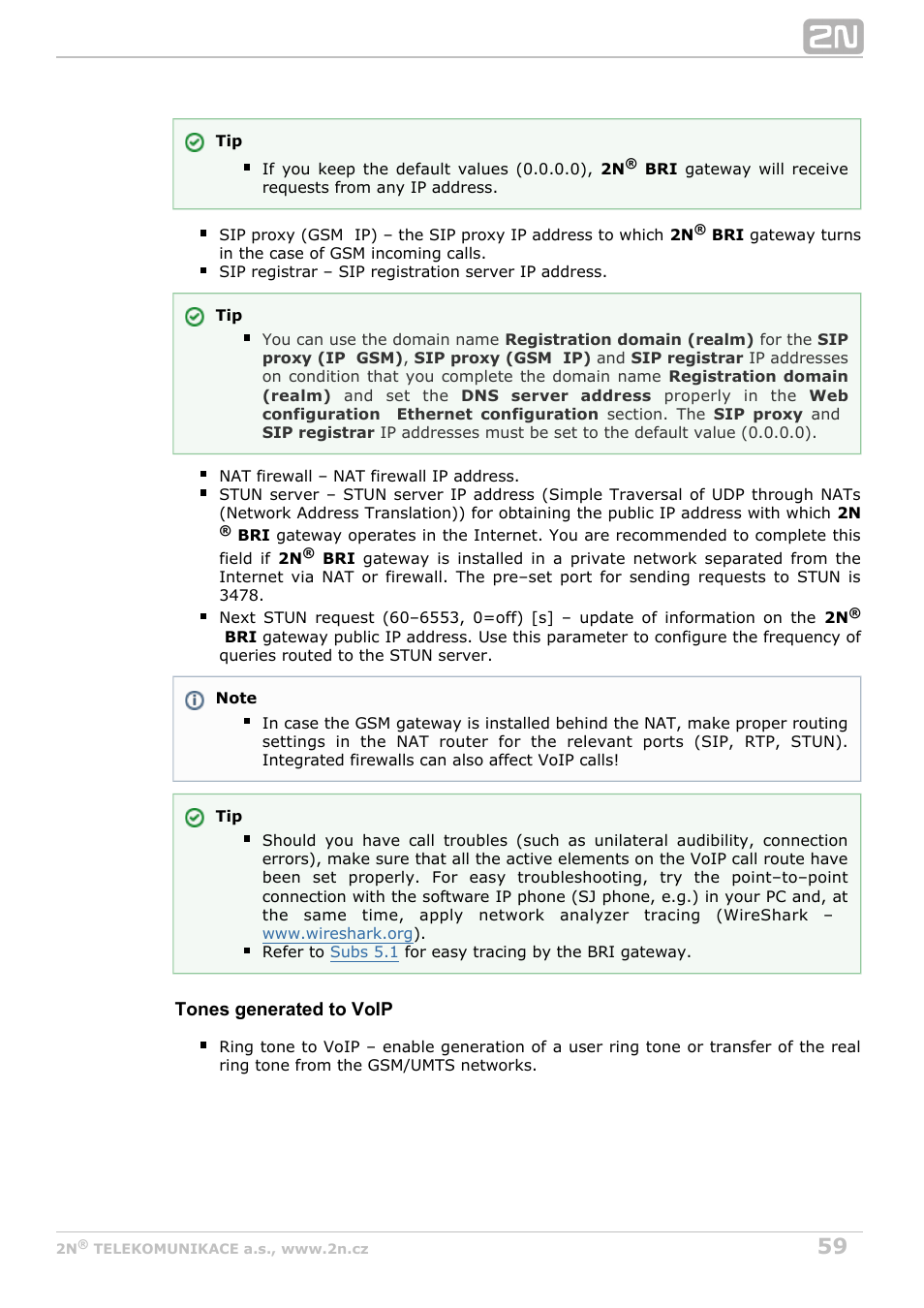 2N BRI Lite/Enterprise v1.6 User Manual | Page 59 / 127