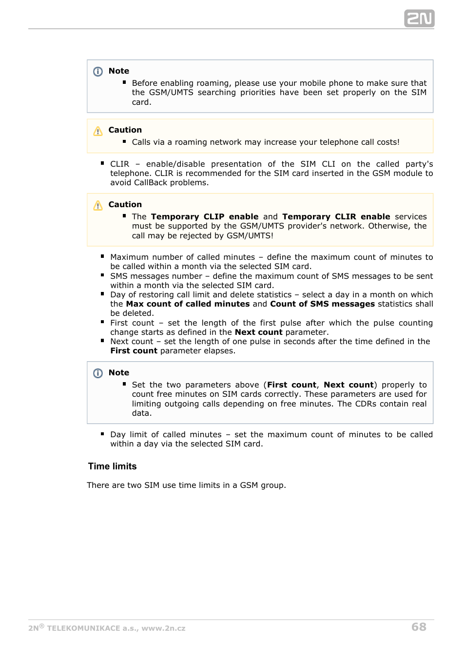 2N BRI Lite/Enterprise v1.6 User Manual | Page 68 / 127