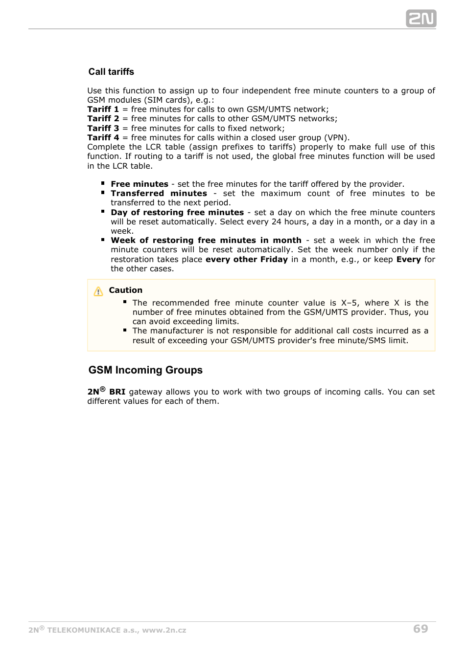 Gsm incoming groups | 2N BRI Lite/Enterprise v1.6 User Manual | Page 69 / 127