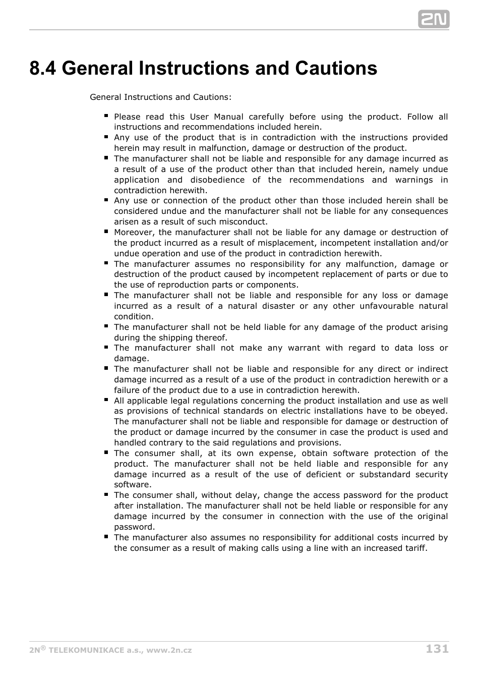 4 general instructions and cautions | 2N BRI Lite/Enterprise v1.5 User Manual | Page 131 / 134