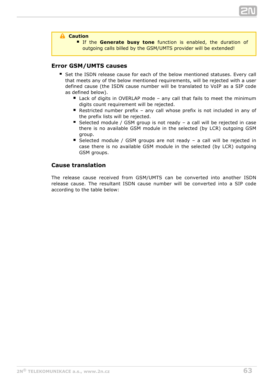 2N BRI Lite/Enterprise v1.5 User Manual | Page 63 / 134