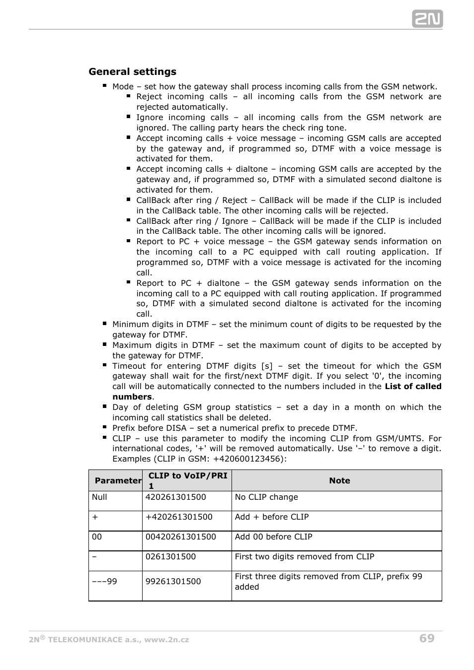 2N BRI Lite/Enterprise v1.5 User Manual | Page 69 / 134
