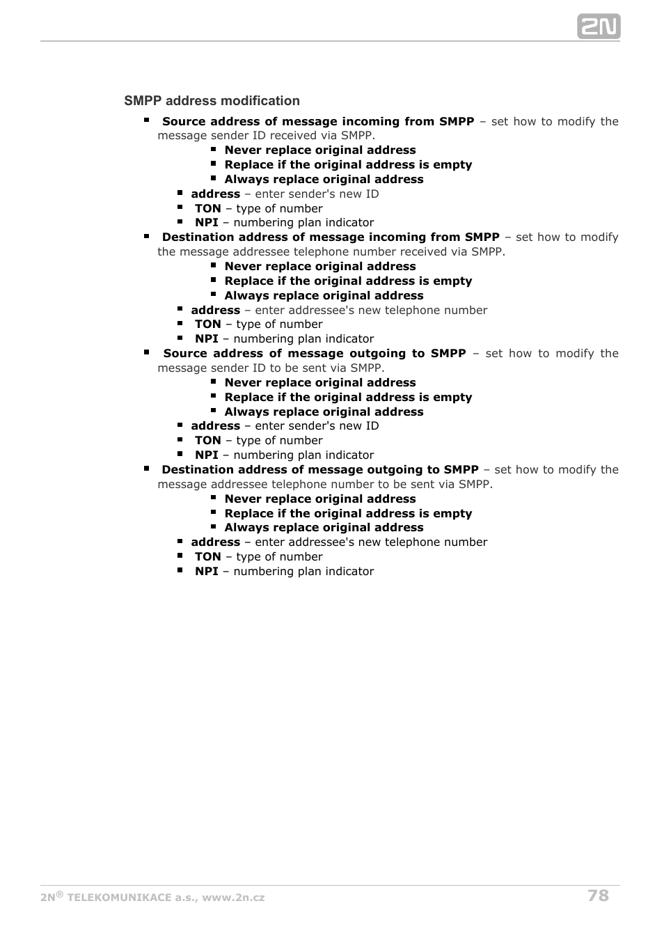 2N BRI Lite/Enterprise v1.5 User Manual | Page 78 / 134