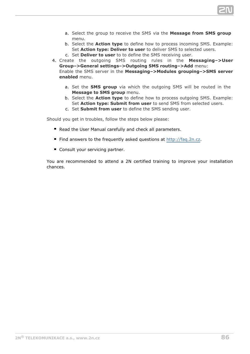 2N BRI Lite/Enterprise v1.5 User Manual | Page 86 / 134