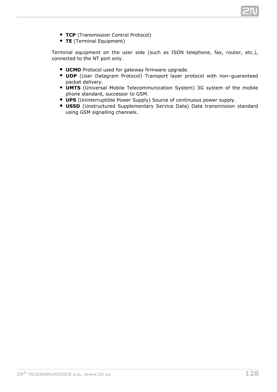 2N BRI Lite/Enterprise v1.4 User Manual | Page 128 / 132