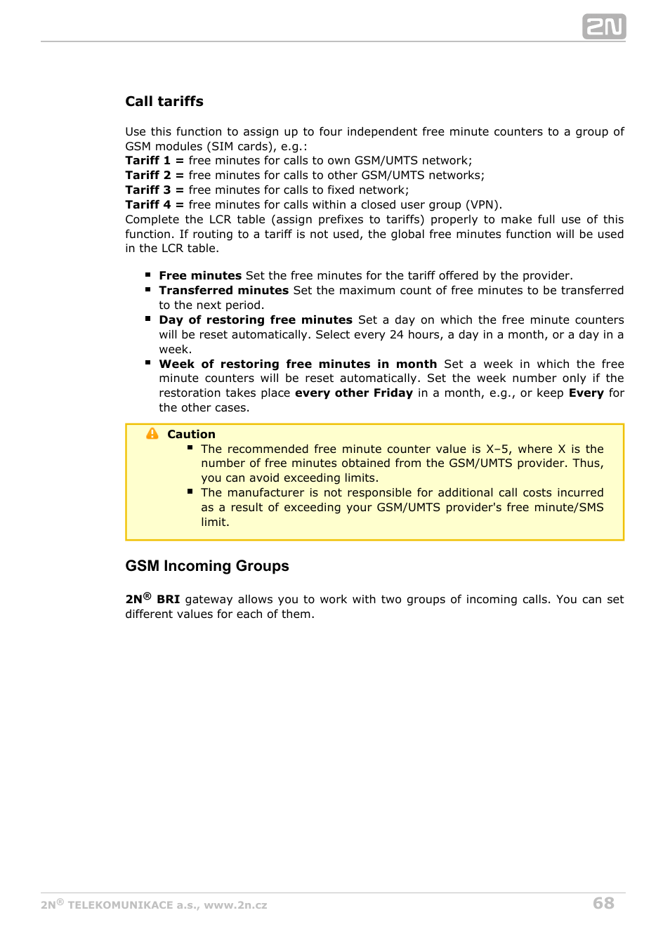 Gsm incoming groups | 2N BRI Lite/Enterprise v1.4 User Manual | Page 68 / 132