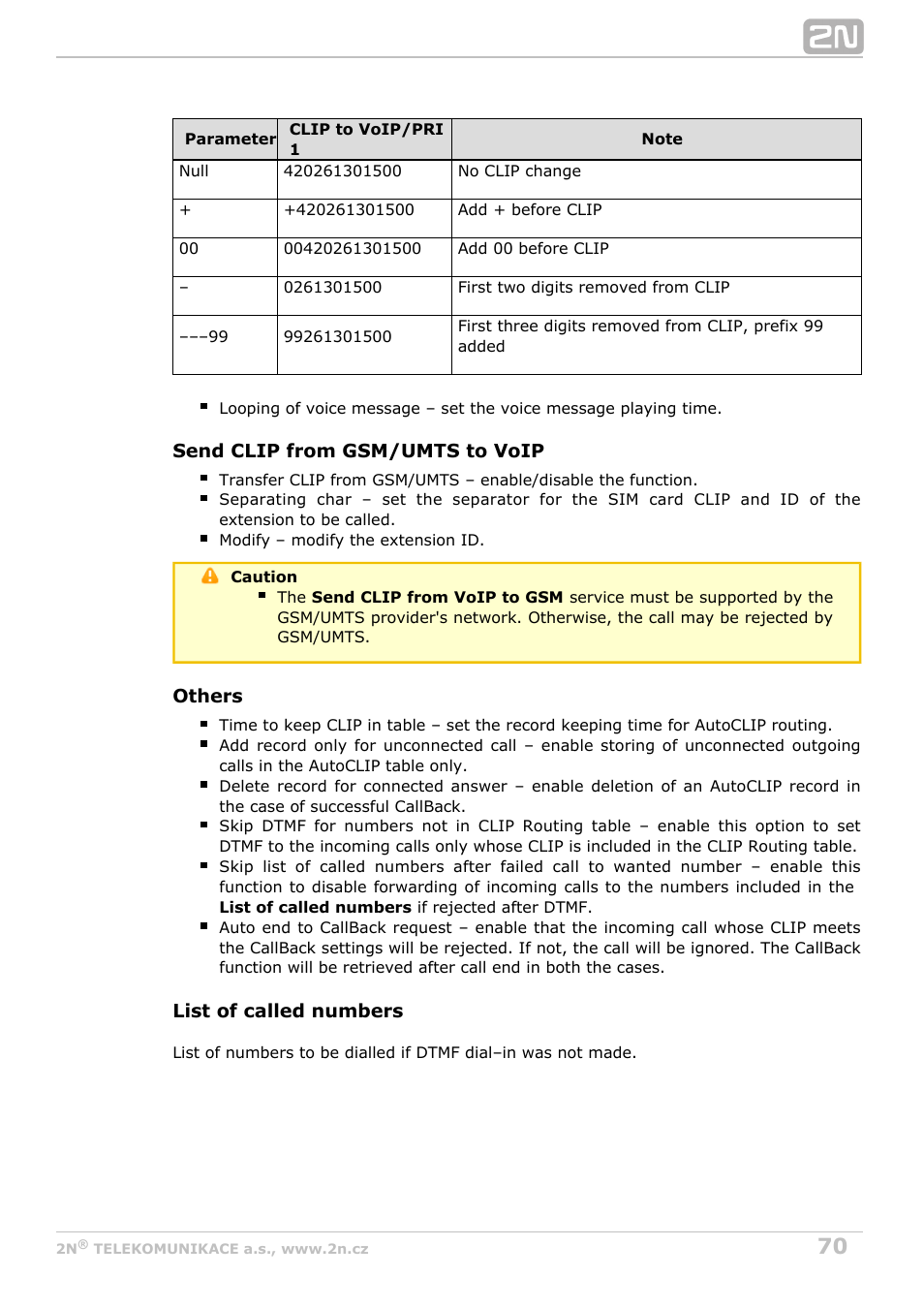 2N BRI Lite/Enterprise v1.4 User Manual | Page 70 / 132