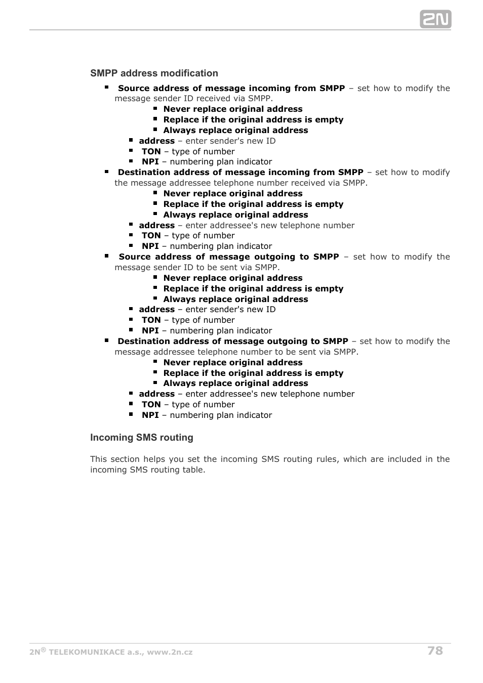 2N BRI Lite/Enterprise v1.4 User Manual | Page 78 / 132