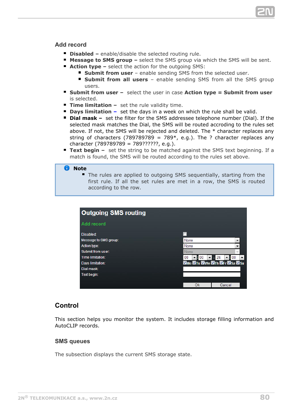 Control | 2N BRI Lite/Enterprise v1.4 User Manual | Page 80 / 132