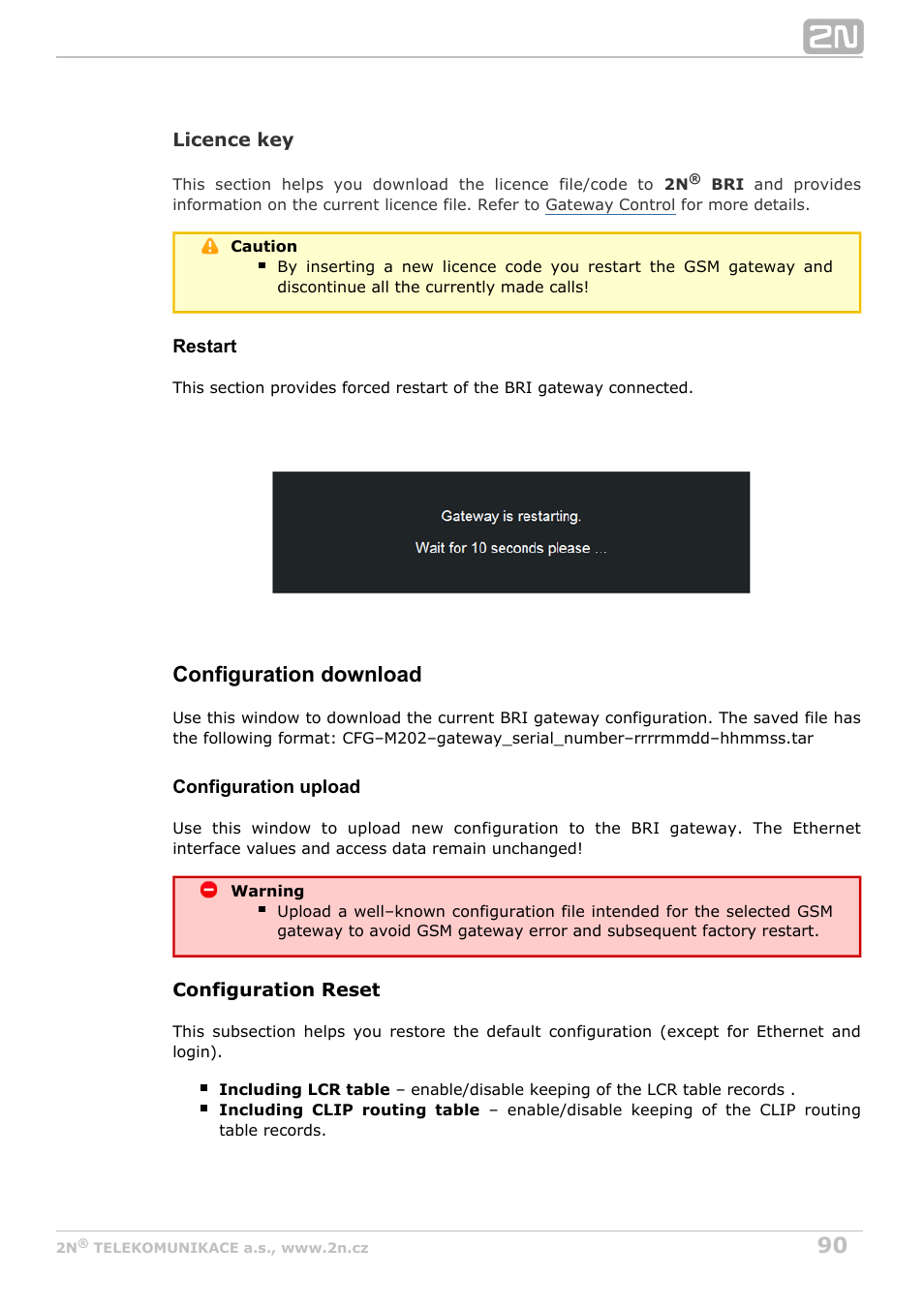 Configuration download | 2N BRI Lite/Enterprise v1.4 User Manual | Page 90 / 132