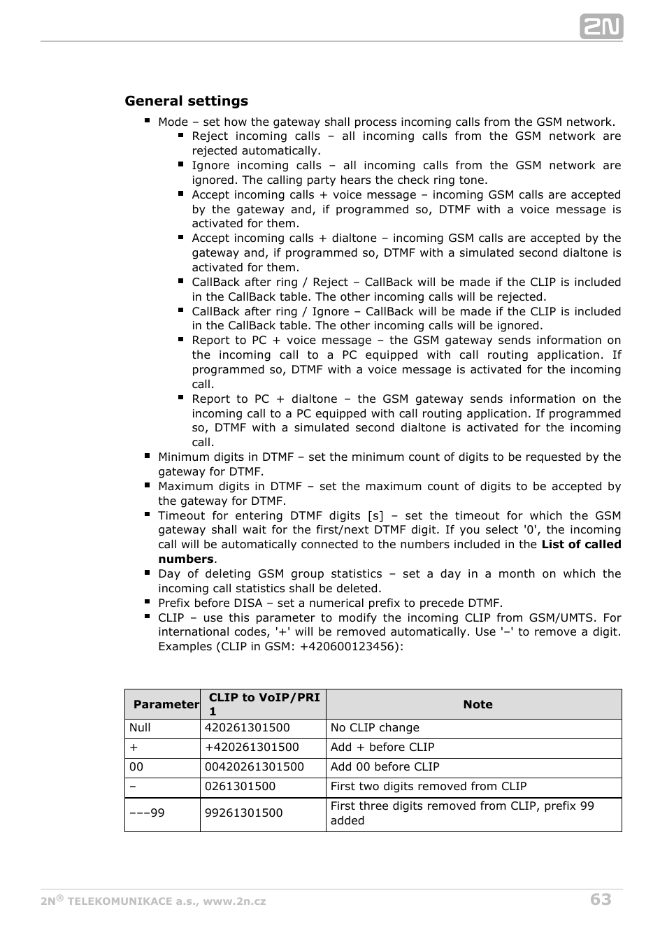 2N BRI Lite/Enterprise v1.3 User Manual | Page 63 / 100