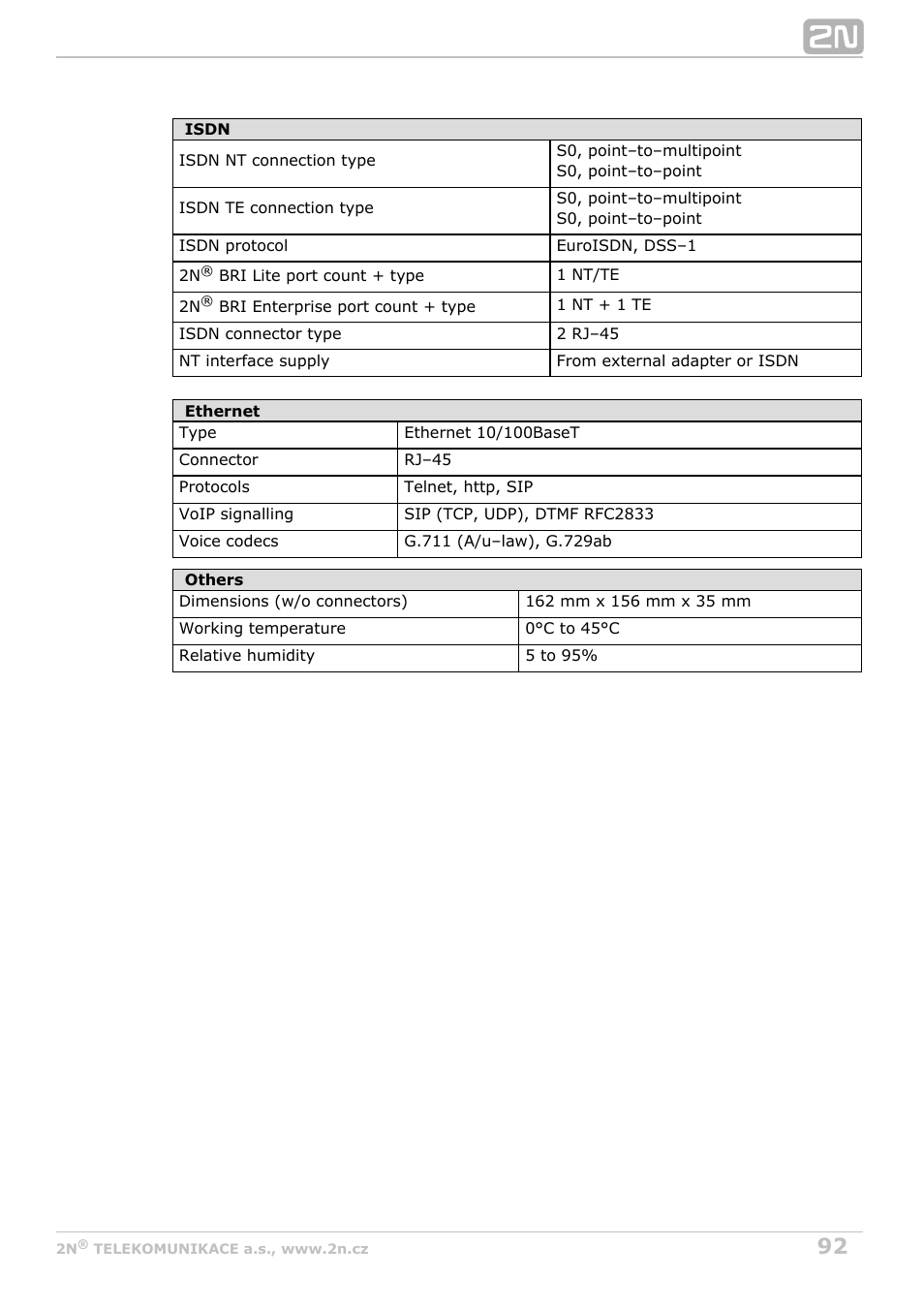 2N BRI Lite/Enterprise v1.3 User Manual | Page 92 / 100