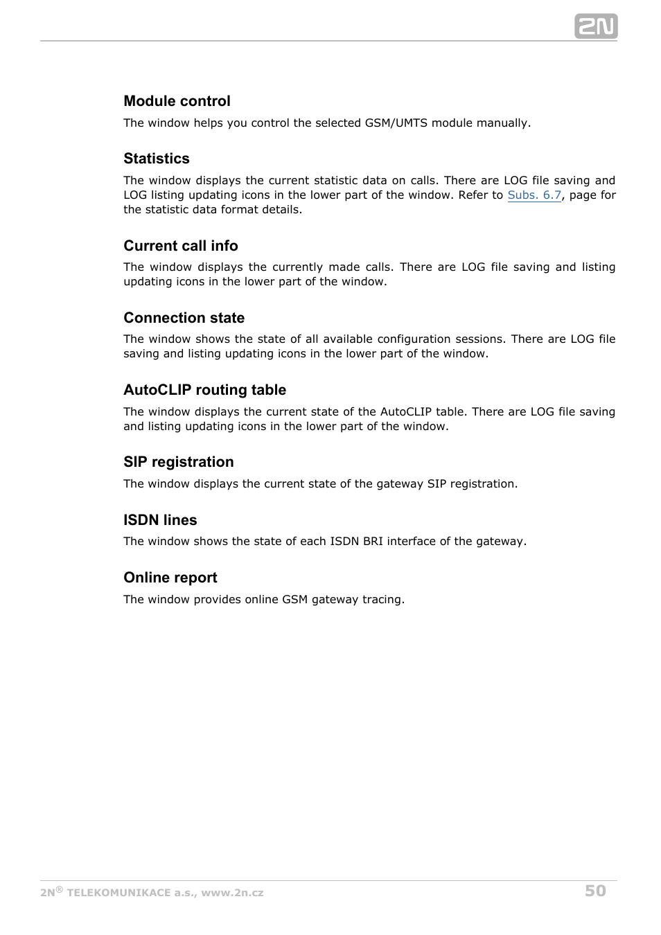 2N BRI Lite/Enterprise v1.2 User Manual | Page 50 / 101