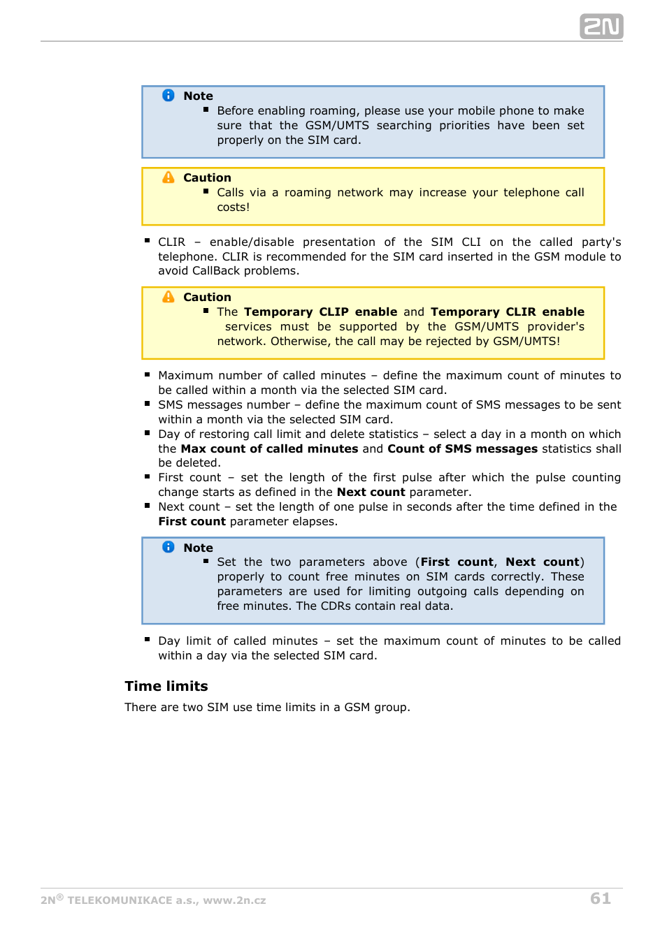 2N BRI Lite/Enterprise v1.2 User Manual | Page 61 / 101